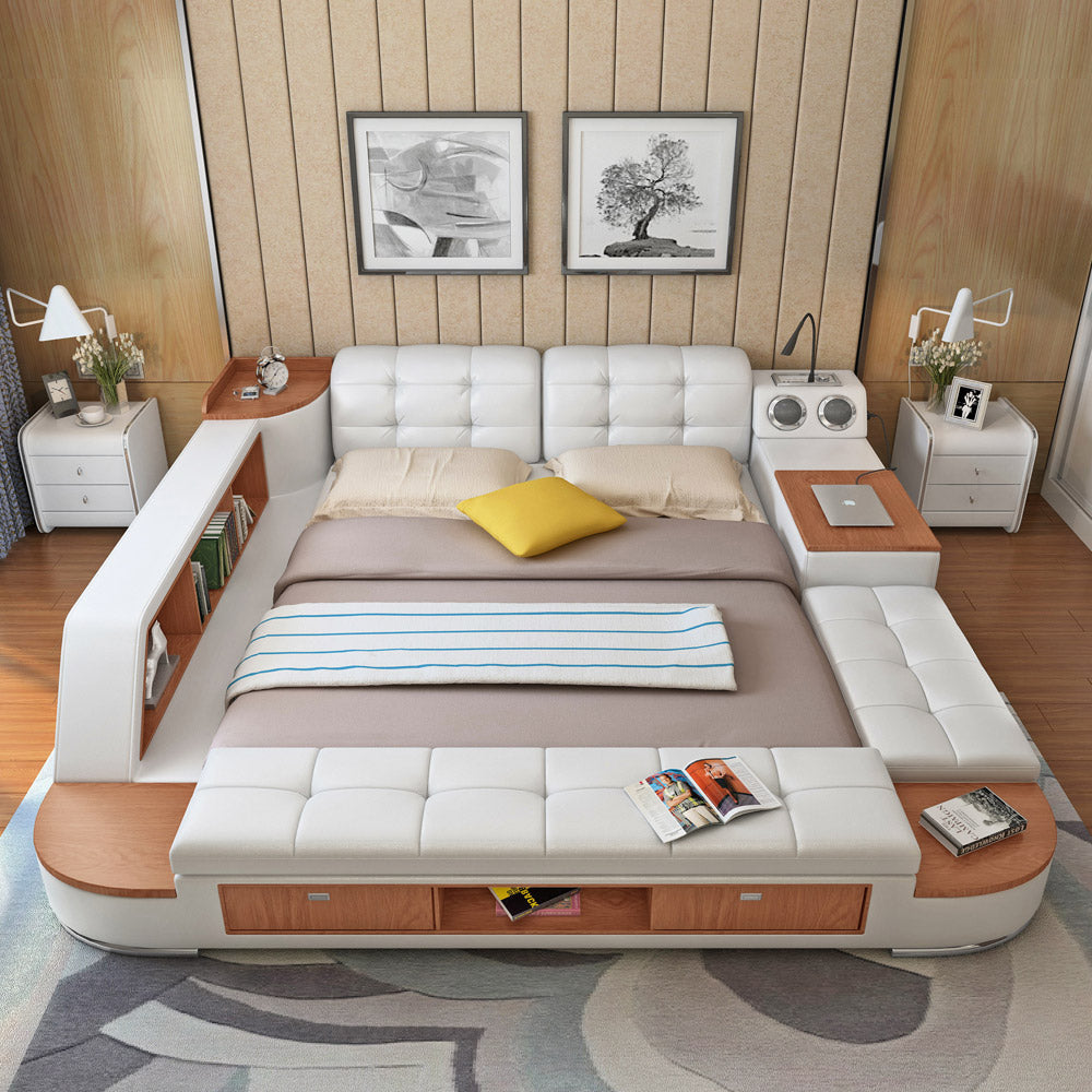 Home Genuine leather multiple function bed