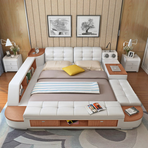 Home Genuine leather multiple function bed