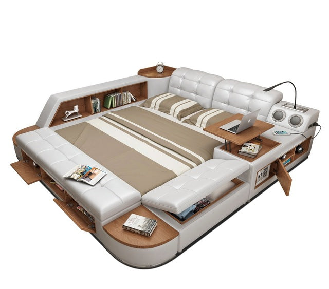 Home Genuine leather multiple function bed