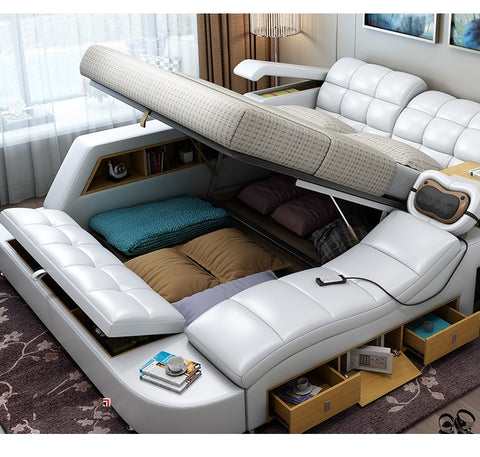 Home Genuine leather multiple function bed