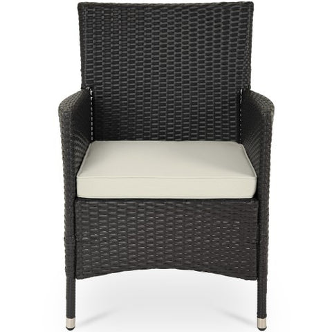 Dinning Set White Table Wicker Chairs Seat