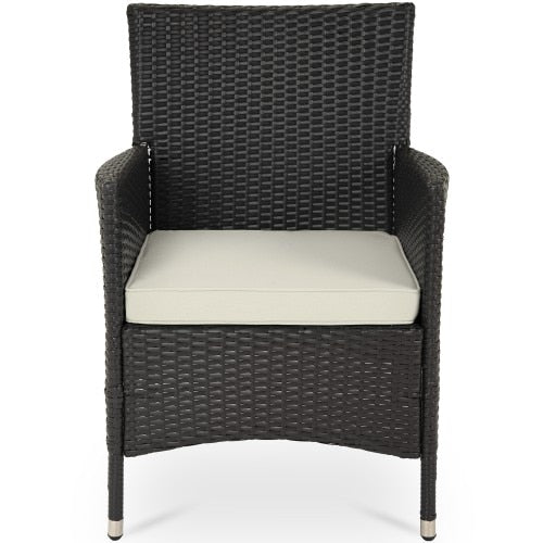Dinning Set White Table Wicker Chairs Seat