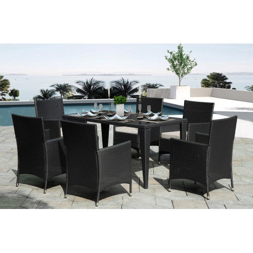 Dinning Set White Table Wicker Chairs Seat