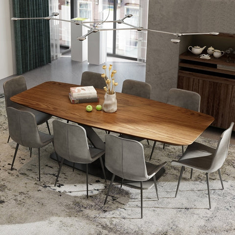 Dining table furniture wooden top with metal base