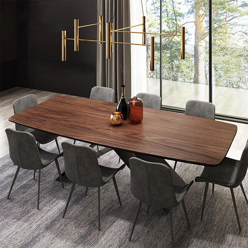 Dining table furniture wooden top with metal base