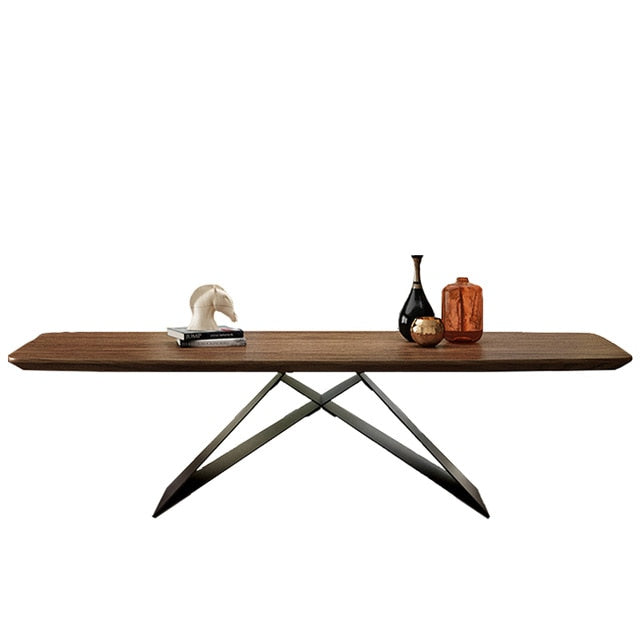 Dining table furniture wooden top with metal base