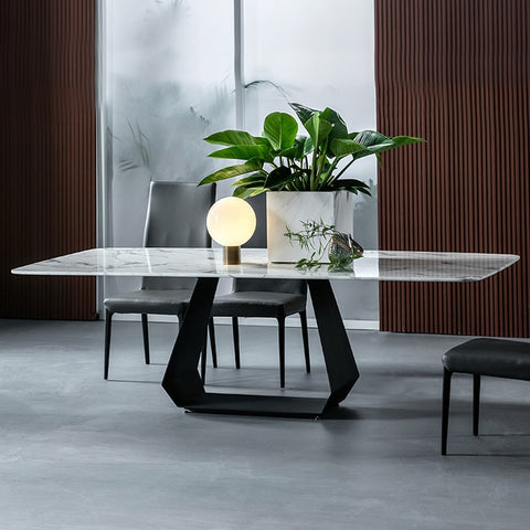 Modern Italian rectangle marble dining table set furniture