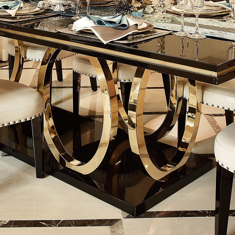 Modern luxury golden and black color dining table furniture