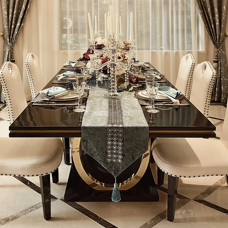 Modern luxury golden and black color dining table furniture