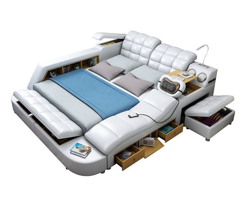 Home Genuine leather multiple function bed for bed room furniture